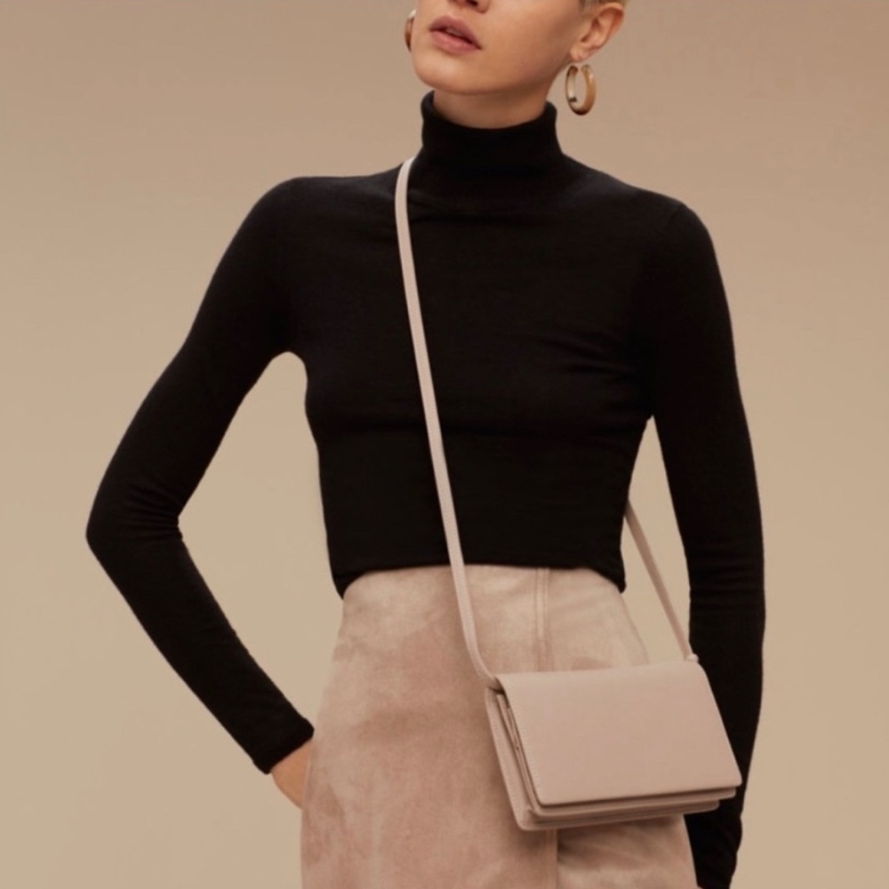 Aritzia Babaton taupe Emile leather crossbody NWT